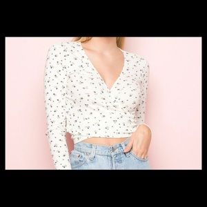 Brandy melville Long sleeve floral wrap top